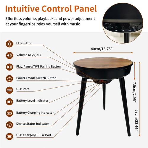 Round led side table - round, smart