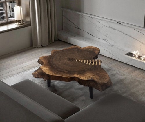 Oak coffee table tree slice - table,